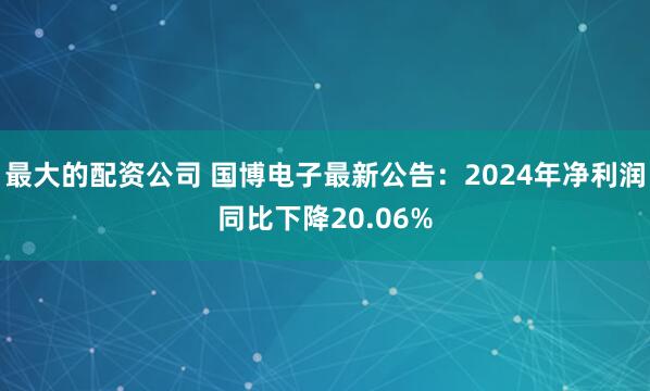 最大的配资公司 国博电子最新公告：2024年净利润同比下降20.06%