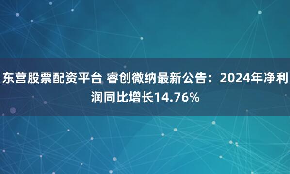 东营股票配资平台 睿创微纳最新公告：2024年净利润同比增长14.76%