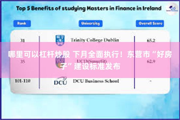哪里可以杠杆炒股 下月全面执行！东营市“好房子”建设标准发布
