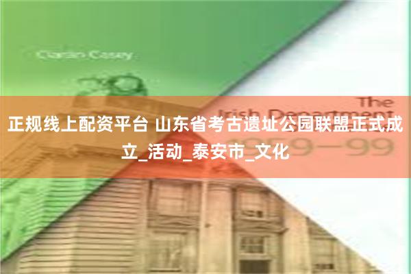 正规线上配资平台 山东省考古遗址公园联盟正式成立_活动_泰安市_文化