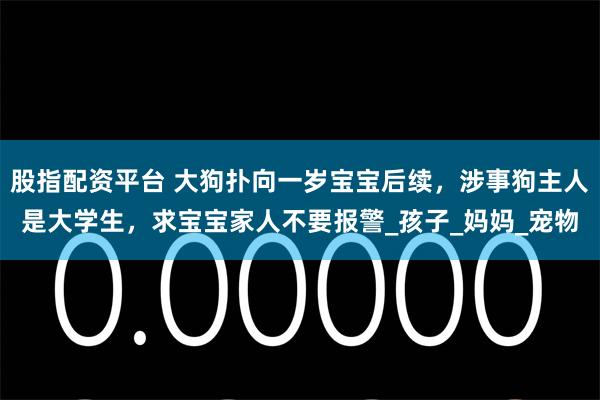 股指配资平台 大狗扑向一岁宝宝后续，涉事狗主人是大学生，求宝宝家人不要报警_孩子_妈妈_宠物